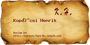 Kopácsi Henrik névjegykártya